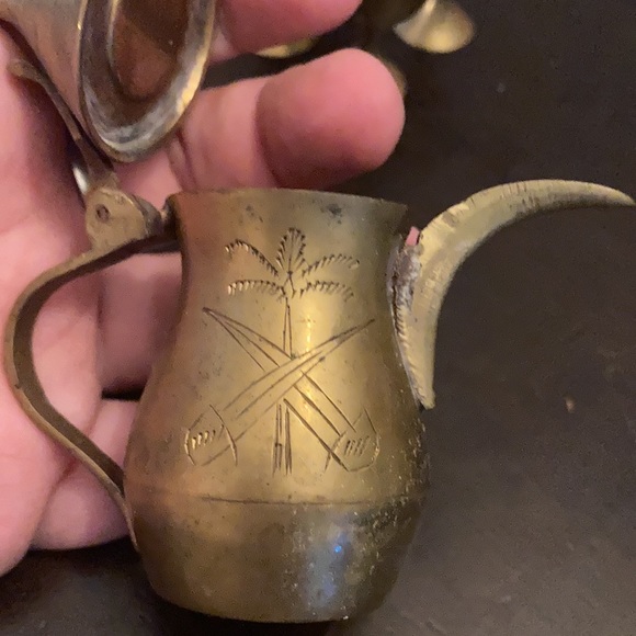 India Brass Mini Coffee Set - Picture 5 of 12